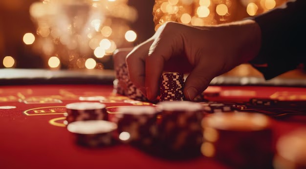 Live Casino Hold'em table with dealer and community cards displayed